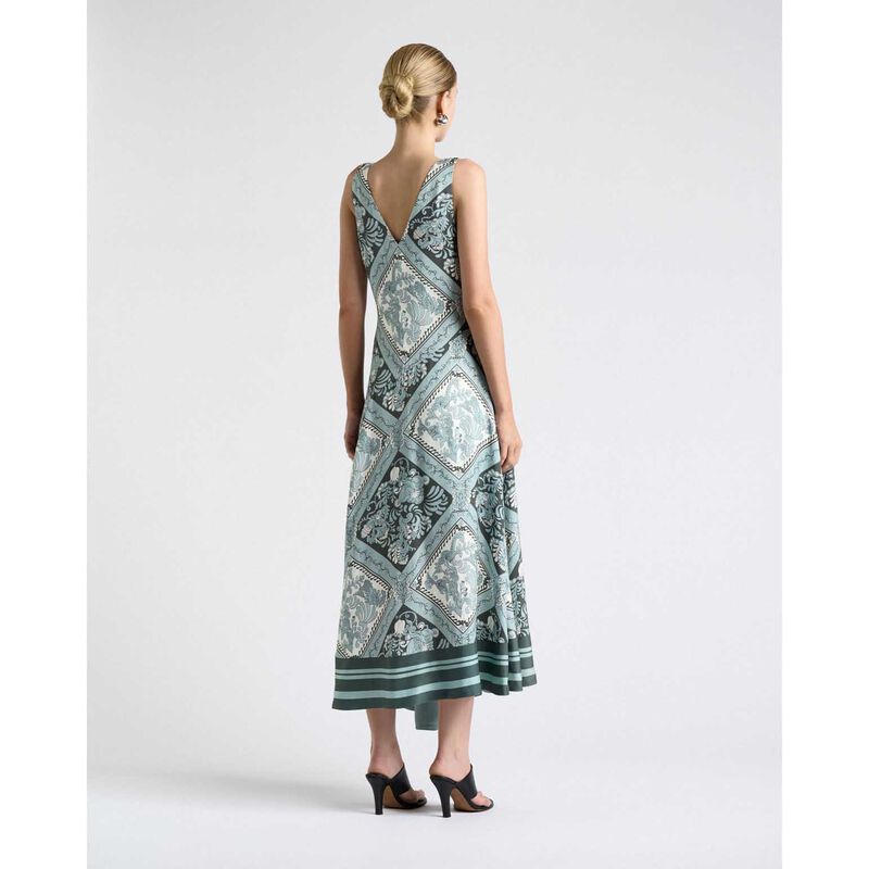 Cue Ornate Tile V-Neck Midi Dress image number 1
